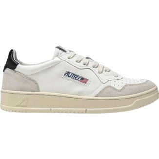 Autry Medalist Leather Low White Black Beige (Women's)