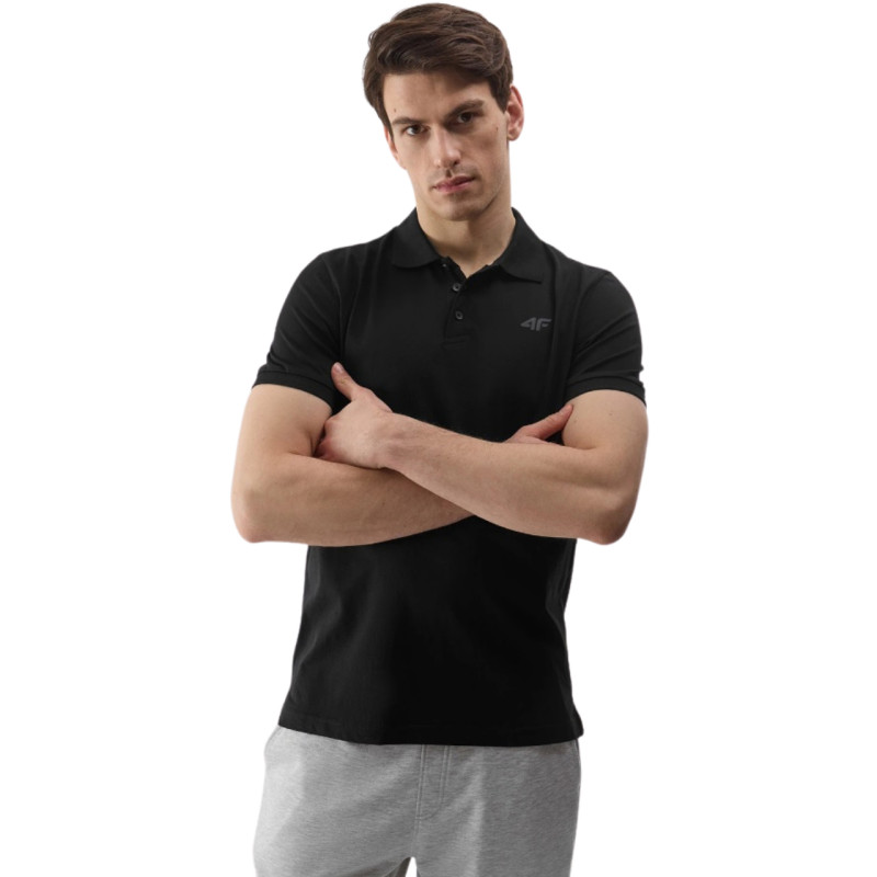 Koszulka męska polo 4F M129 głęboka czerń 4FWSS24TPTSM129 20S Koszulka męska polo 4F M129 głęboka czerń 4FWSS24TPTSM129 20S
