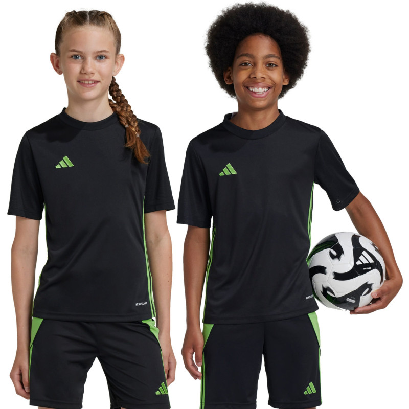 Koszulka dla dzieci adidas Tabela 23 Jersey czarno-limonkowa JJ1155 Koszulka dla dzieci adidas Tabela 23 Jersey czarno-limonkowa JJ1155